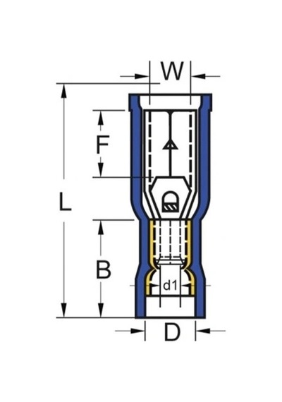 Tbd - 2050 1.5-2.5mm2 İzoleli Soket Tipi Dişi Terminal Kablo Ucu Mavi 100 Adet