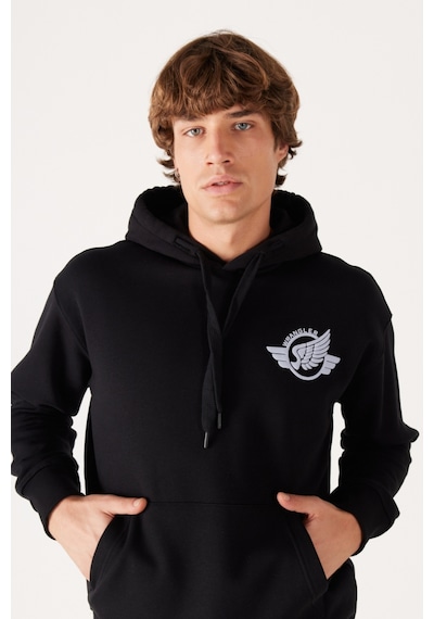 Wrangler Loose Fit Rahat Kesim Siyah Erkek Kapüşonlu Sweatshirt W232246001 Siyah