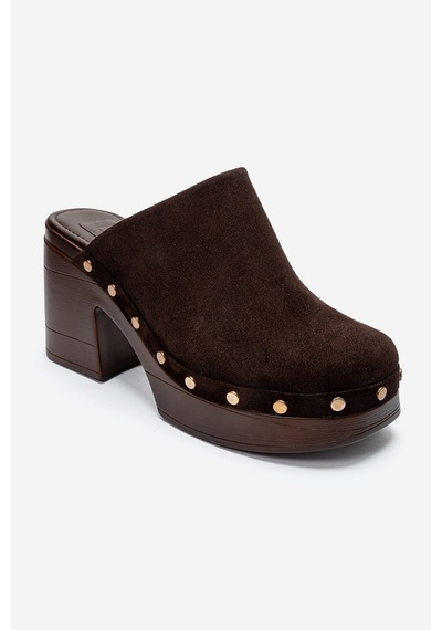 Luvishoes Bellune Kahverengi Süet Hakiki Deri Perçin Detaylı Kadın Kalın Topuklu Terlik Luvishoes Bellune Kahverengi Süet Hakiki Deri Perçin Detaylı Kadın Kalın Topuklu Terlik