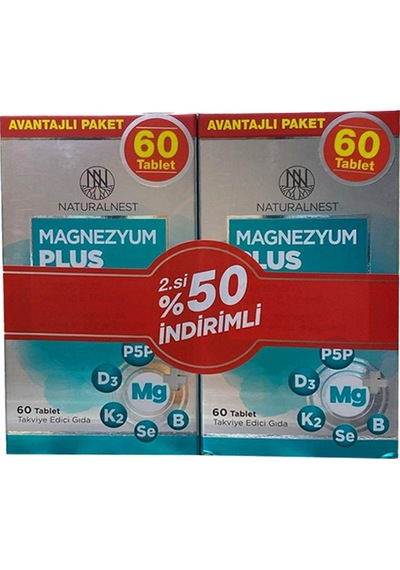 Naturalnest Magnesium Plus Takviye Edici Gıda 2 X 60 Tablet