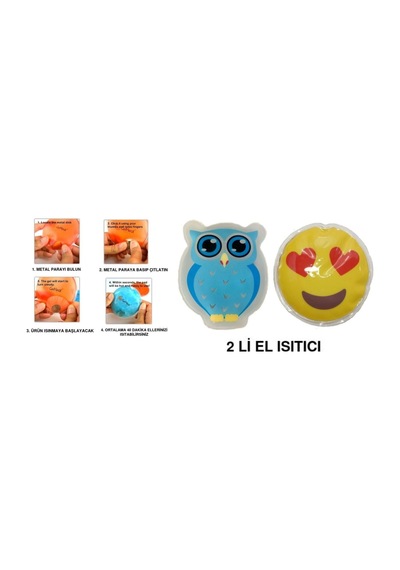 Emoji Mavi Baykuş Cep Sobası,el Isıtıcı,2 Adet Sıcak Su Torbası P