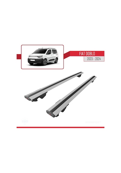 Fiat Doblo 2023 Ve Sonrası İle Uyumlu Hook Model Anahtar Kilitli Ara Atkı Tavan Barı Gri