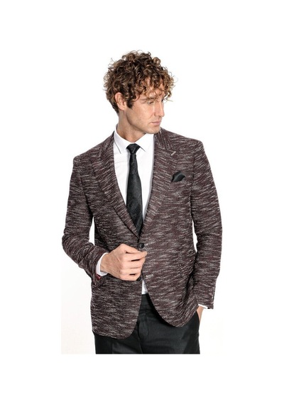 Wessi Desenli Slim Fit Spor Bordo Erkek Ceket - Wessi Bordo