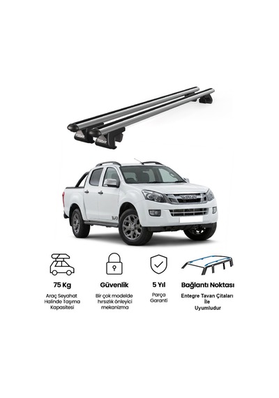 Venüs Isuzu D-max 2012-2019 Uyumlu Gri Ara Atkı Port Bagaj Tavan Barı