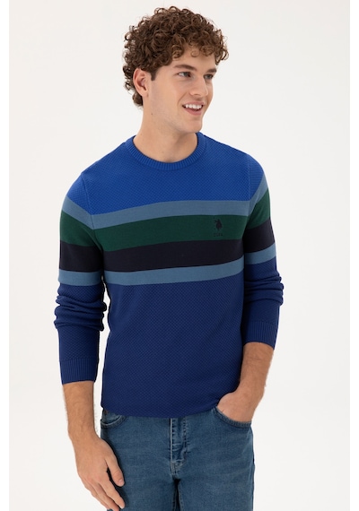 U.S. Polo Assn.  Erkek Slim Fit Bisiklet Yaka İndigo Kazak 50292866-VR028