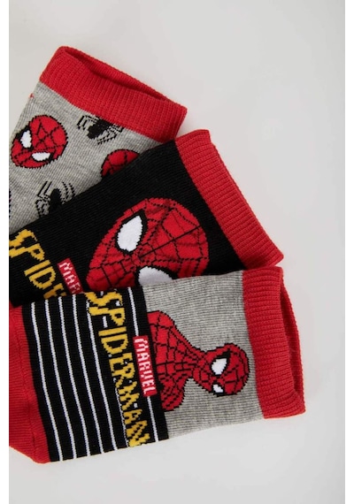 DeFacto Erkek Çocuk Marvel Spiderman 3'lü Pamuklu Patik Çorap - Z9030A6NSKR1