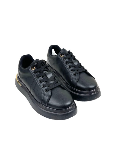 Kadın Eryl Siyahaltın Bağcıklı Günlük Spor Ayakkabı Sneaker 3 Cm Sp110 001