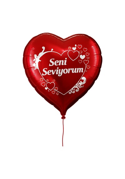Folyo Kırmızı Kalp Balon Seni Seviyorum Baskılı 18 İnc 40 Cm Helyum Gazı Uymumlu Sevgili Hediye Kırmızı