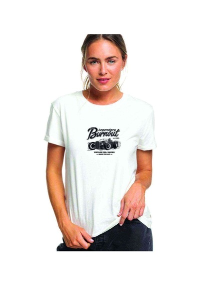 Classic Car Burnout Vintage Pro Baskılı Beyaz Kadın Tshirt