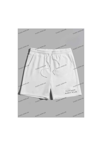 Tarzsokak Y2k Unisex Yaz Şort Bermuda Harajuka Anime Retro Kod-11594 Beyaz