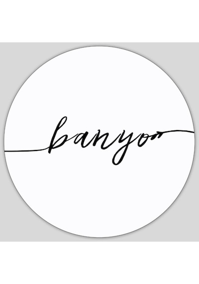 Dekoratif Banyo Tabelası Yuvarlak Kapı Süsü Siyah Beyaz