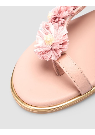 %100 Hakiki Deri Pembe Kadın Sandalet Pembe