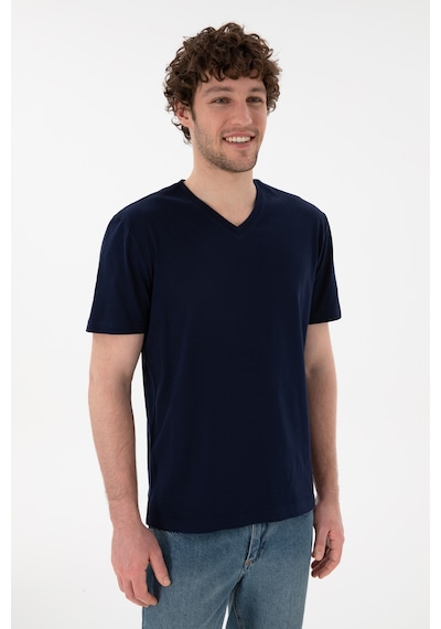 U.S. Polo Assn. Erkek Regular Fit  V Yaka Lacivert Basic Tişört 50305858-VR033