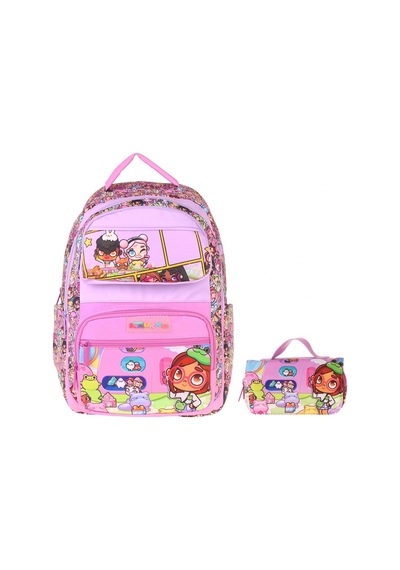 Kaukko Kids Nagy Pembe Kız Çocuk İlkokul Sırt Çantası Ve Kalem Çantası Seti - Setkk-l5333c