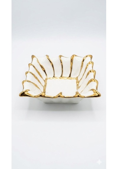 20 Cm Kare Kase Beyaz-gold