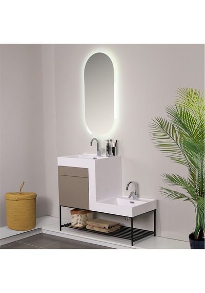 Kobos Up-down 100 Cm Banyo Dolabı Seti Latte Açık Kahverengi Kobos Up-down 100 Cm Banyo Dolabı Seti Latte Açık Kahverengi