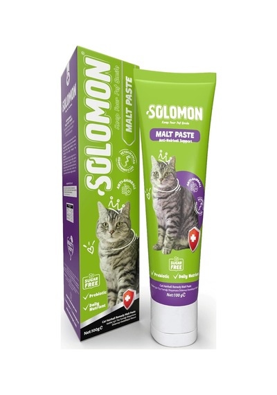 Solomon Malt Paste 100 Gr Kedi Tüy Yumağı Önlemeyi Destekleyen Malt Macunu