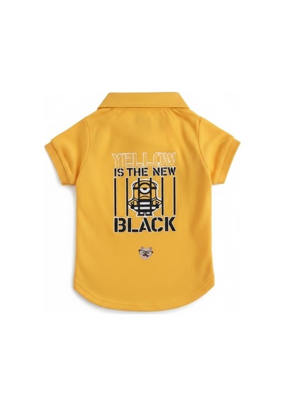 Miniş Yellow-black Küçük Irk Köpek Pike Kumaş Polo T-shirt-21583
