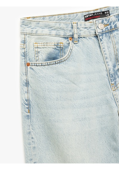 Koton Normal Bel Pamuklu Vintage Straight Fit Jean Pantolon Açık İndigo 5sam40177nd Açık İndigo Koton Normal Bel Pamuklu Vintage Straight Fit Jean Pantolon Açık İndigo 5sam40177nd Açık İndigo