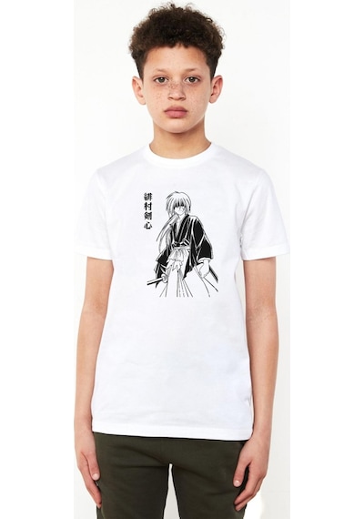 Tshirthane Rurouni Kenshin Poster Japan Beyaz Çocuk Bisikletyaka Tshirt 001