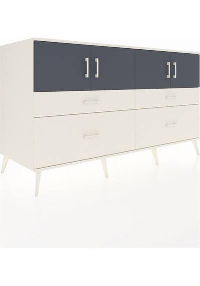 Kronos Konsol 2 Raflı 4 Çekmeceli 4 Kapaklı 176x59x99 Aytaşı-antr Aytaşı-antrasit/aytaşı