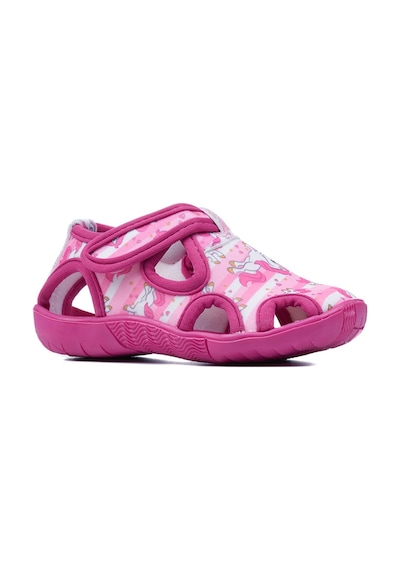 Günlük Unisex Çocuk Aqua Sandalet Esnek Kaymaz Taban Cırtlı Yazlık Deniz Kreş Ayakkabı 141 Fuşya Unicorn