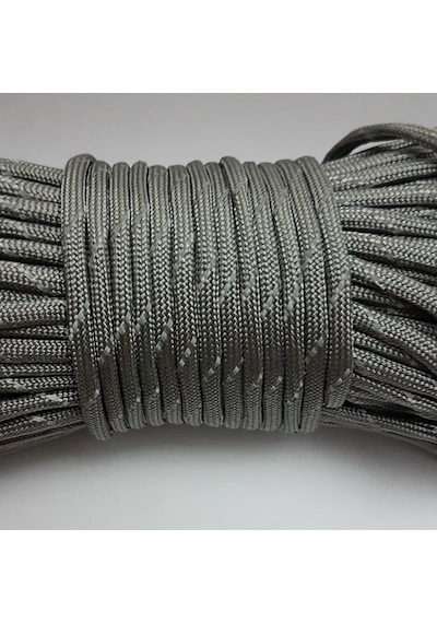 Mg Ropes Paracord İp 4mm Reflektörlü Gri Renk No:50 10 Metre Çok Renkli