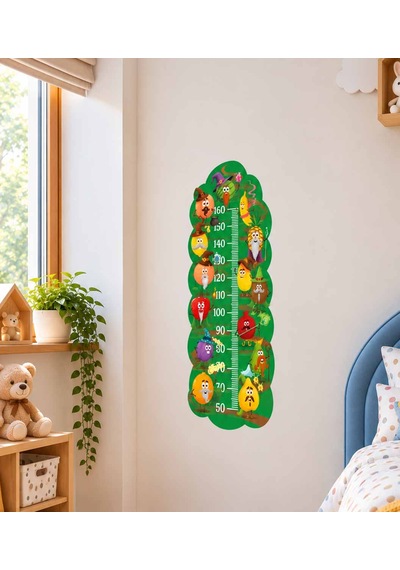 Çocuk Odası Boy Ölçer, Meyveler Tasarımlı Duvar Stickerı Folyo Baskı, Dekoratif Boymetre