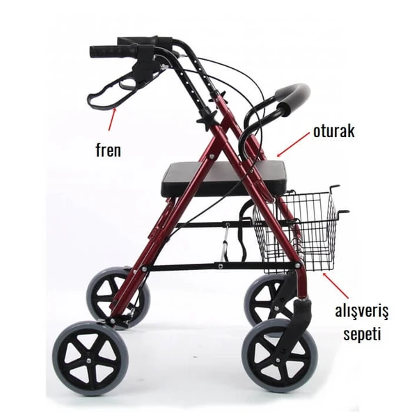 Arkalıklı Tekerlekli Yürüteç Walker-rolatör - Tm-h 8026