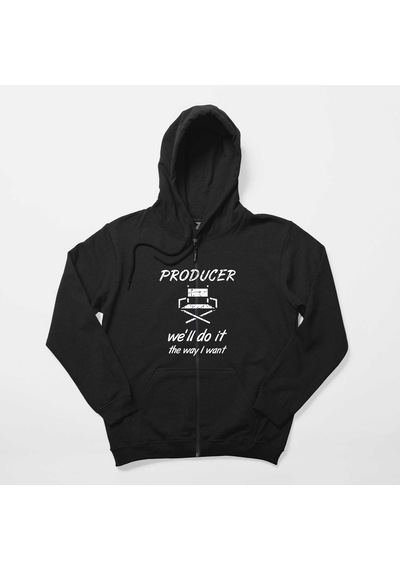 Producer Siyah Fermuarlı Kapşonlu Sweatshirt