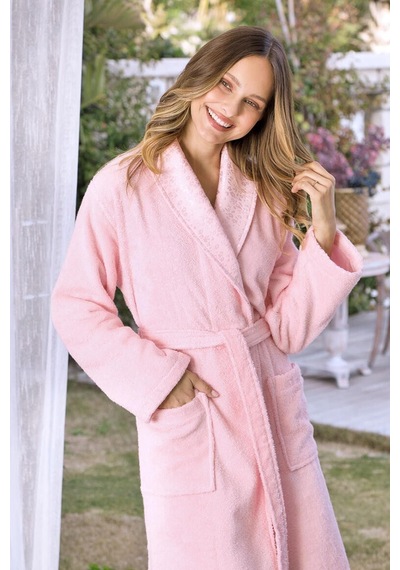 Camellıa Aile Havlu & Bornoz Seti %100 Pamuklu Açık Pembe - Gri Pembe