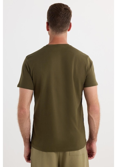 Tudors Unisex Slim Fit Dar Kesim %100 Pamuk Yumuşak Dokulu Yeşil Bisiklet Yaka Tişört-33604 Yeşil