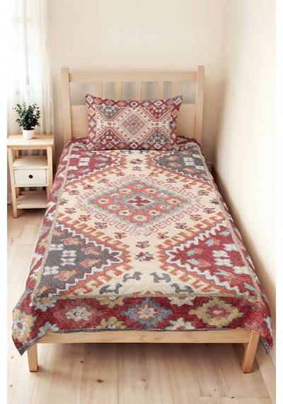 Etnik Kırmızı Desenli Tek Kişilik Dekoratif Pike Takımı - Bohem Geometrik Gri 160x220cm Yatak Örtüsü Kırçıllı Kuşluk Sarmalı Etnik Kırmızı Desenli Tek Kişilik Dekoratif Pike Takımı - Bohem Geometrik Gri 160x220cm Yatak Örtüsü Kırçıllı Kuşluk Sarmalı