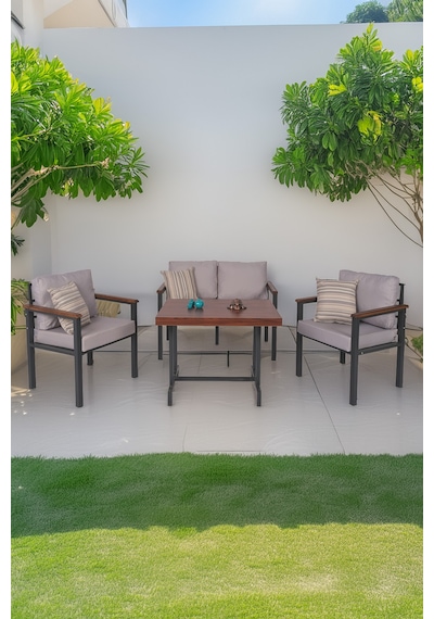 Neokas Bahce Mobilyası, Modern Balkon Mobilyası, Kafe Oturma Takımı, Teras Koltugu, 1+1+2+m Antrasit Neokas Bahce Mobilyası, Modern Balkon Mobilyası, Kafe Oturma Takımı, Teras Koltugu, 1+1+2+m Antrasit