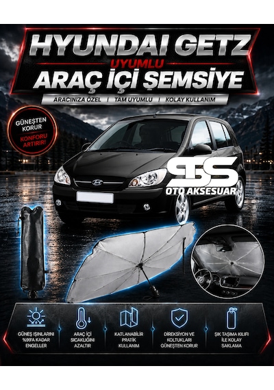 Hyundai Getz Araç Ön Cam Güneşliği Katlanabilir Şemsiye Oto Güneşlik Uv Korumalı Gölgelik Araba Oto Şemsiyesi