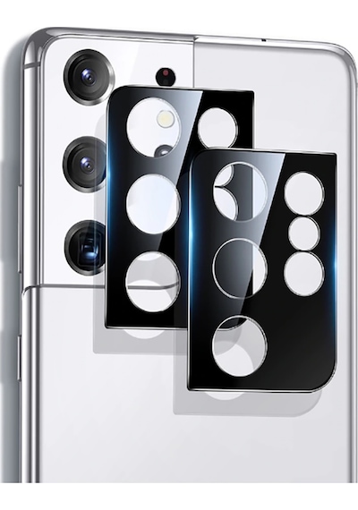 Kilifone - Samsung Galaxy S21 Ultra Uyumlu - Kamera Lens Koruyucu 3d Kamera Camı - Şeffaf
