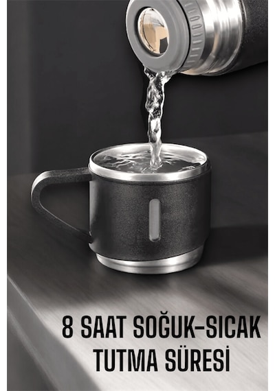 500 Ml Kapasiteli Taşınabilir Basınçlı Termos Seti Günlük Kullanım İçin İdeal - Lisinya Sarı