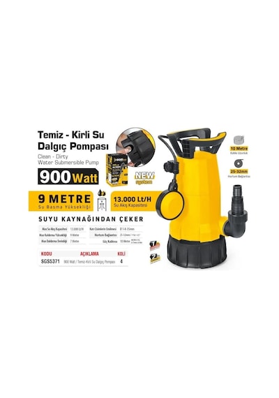 Sgs 5371 Prof. Temiz-kirli Su Dalgıç Pompa 900 W