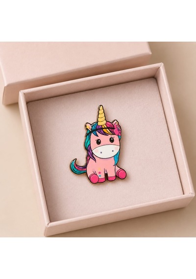 Sevimli Unicorn Figürlü Çocuk Rozeti Renkli Çanta Ve Kıyafet Aksesuarı Gri 11800378
