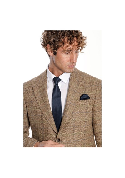 Wessi Balıksırtı Desen Slim Fit Yün Taba Erkek Ceket Taba