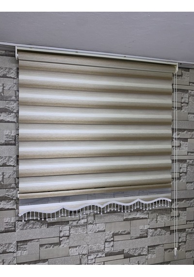 Krem Kahve Geçişli Zebra Perde Tüm Ölçülerde