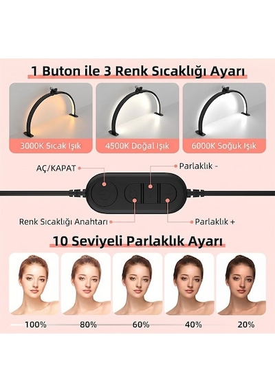 Trled F-700a 70cm Pembe Katlanabilir Masaüstü Manikür Ve Protez Tırnak Lambası