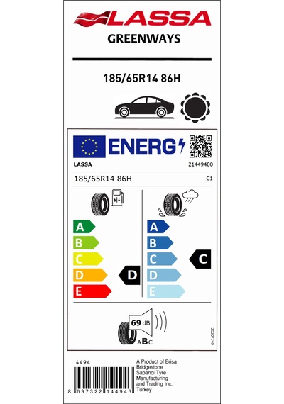 Lassa 185/65R14 Greenways 86 H Yaz Lastiği 2024
