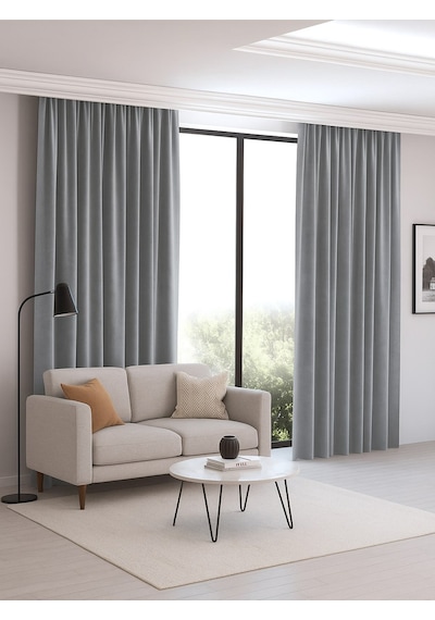 Düz Renk Fon Perde 2 Parça 145cm X 245cm Gri