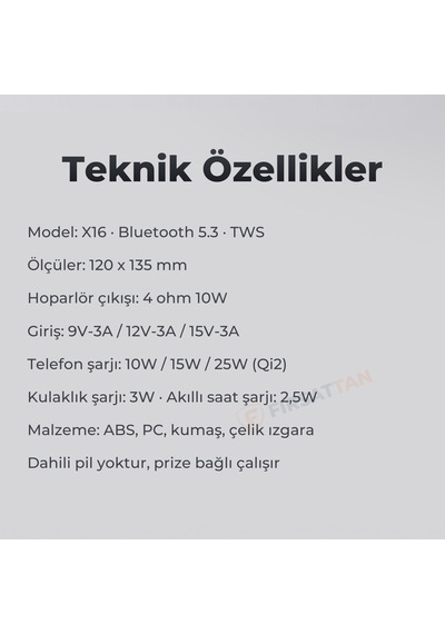 X16 Bluetooth Hoparlör Ve Qi2 25w Manyetik Kablosuz Şarj Cihazı Ortam Işıklı Tws