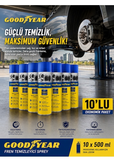 Goodyear 10'lu Set Fren Balata Temizleme Spreyi