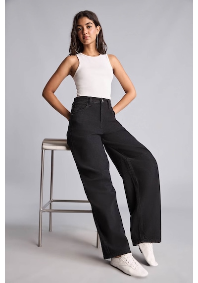 Defacto Baggy Fit Yüksek Bel Siyah Kadın Jean Pantolon H7391ax/nm40