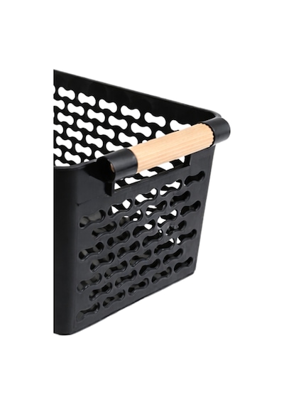 İndecor Houseware 2 Adet Çok Amaçlı Plastik Tutacaklı Organizer Sepet Dolap İçi Çekmece Düzenleyici - Siyah