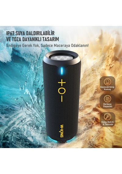 W-kıng D320 Bluetooth Hoparlör, 40w 360 Surround Boombox, 24 Saate Varan Çalma Süresi, Ip67, Kablos