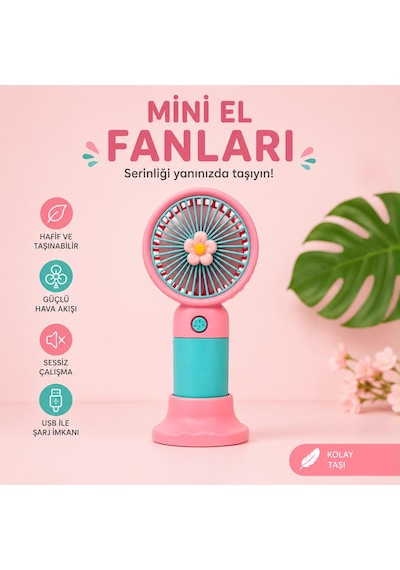 Meyve Figürlü Mini El Fanı 3 Renk Seçeneği Turkuaz